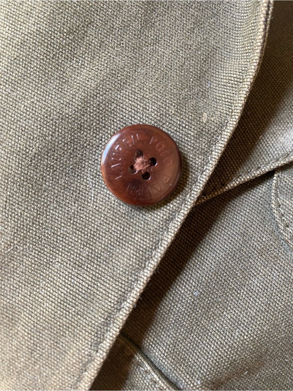 Ralph Lauren Olive Green Cotton Utility Blazer with Brown Leather Accents - Picture 4 of 7